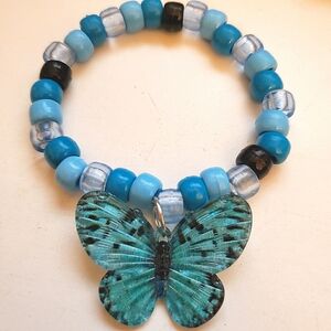 Handmade Turquoise Butterfly Charm Kandi Bracelet